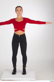  Zuzu Sweet black boots black trousers casual dressed red long sleeve t shirt standing t poses t-pose whole body 0001.jpg